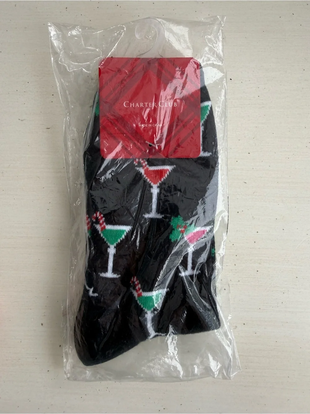 Charter Club Black Novelty Cocktail Socks